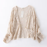 Chaqueta de punto de primavera y verano de punto 2020 Mujeres Gancho Flor Hollow Bloqueador solar Blusa transparente transparente Chaqueta pequeña informal